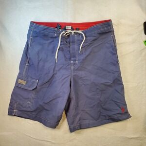 Polo Ralph Lauren Mens Swim Trunks Blue Cargo Board Shorts Vinage Size Medium